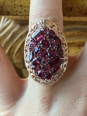 Natural Rhodolite Garnet Sterling Silver Ring Size 5
